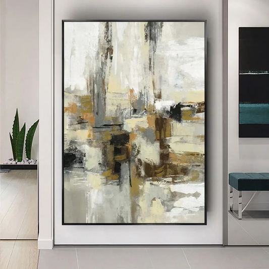 Abstract Neutral Colour Minimalist Brush Art Painting