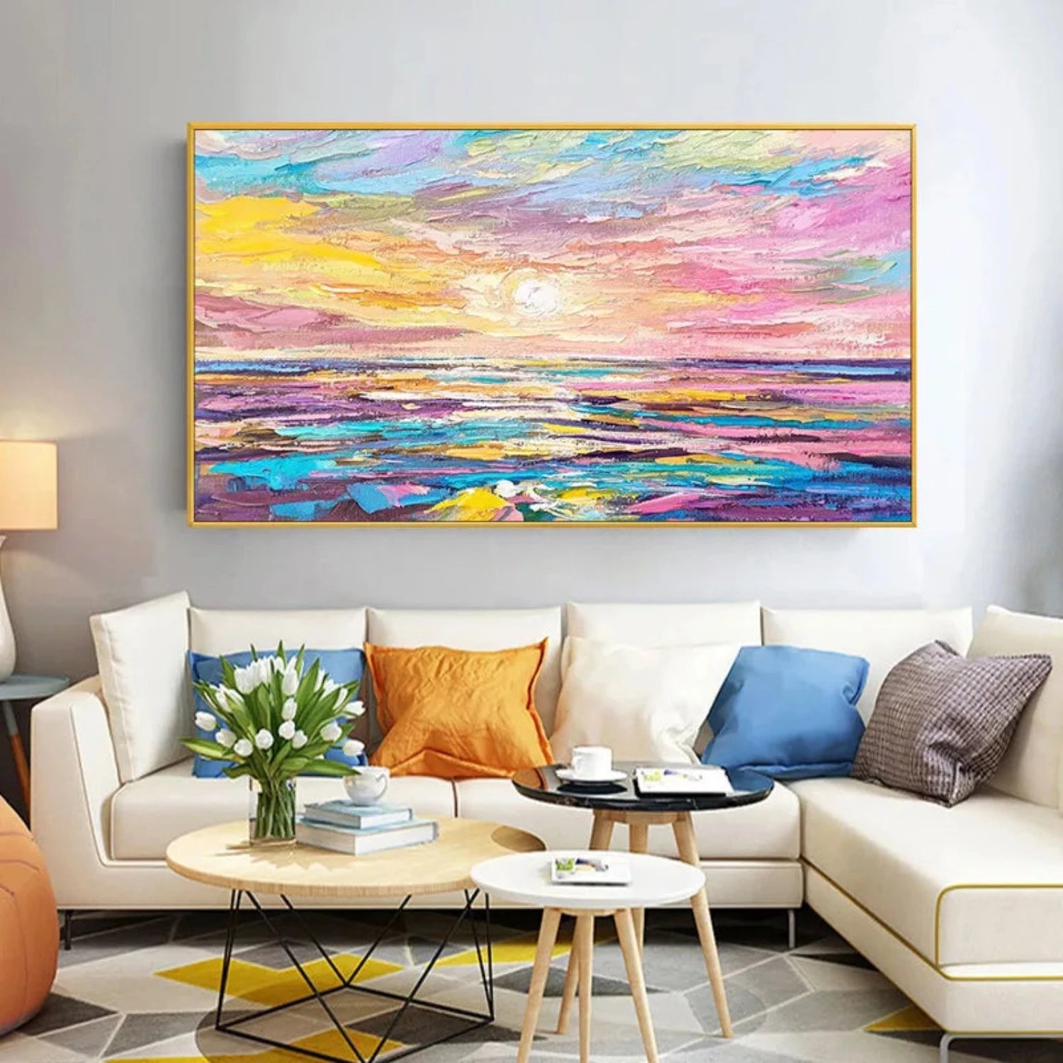 Modern Sea Sunrise Palette Knife Abstract Painting