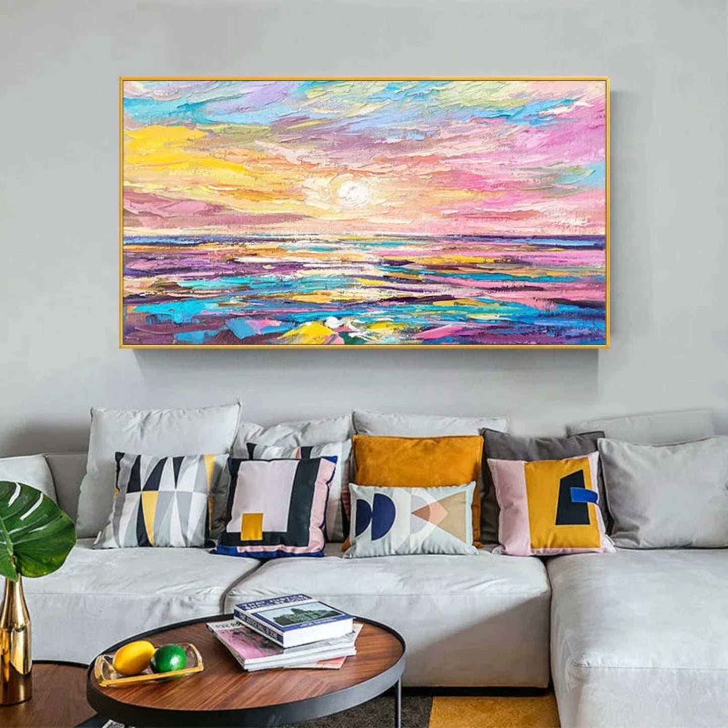 Modern Sea Sunrise Palette Knife Abstract Painting