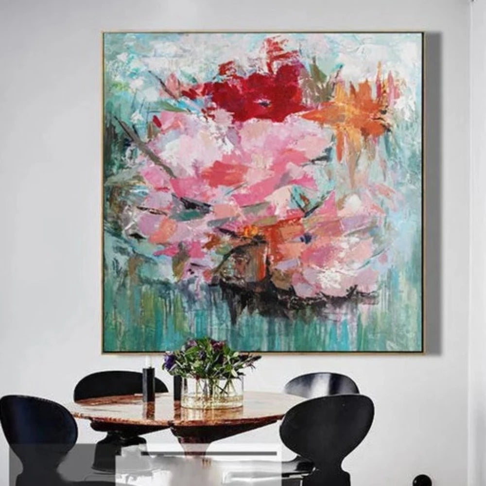 Abstract Blooming Flower Colourful Textured Painting