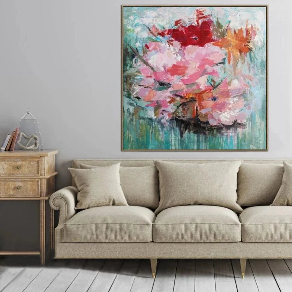 Abstract Blooming Flower Colourful Textured Painting