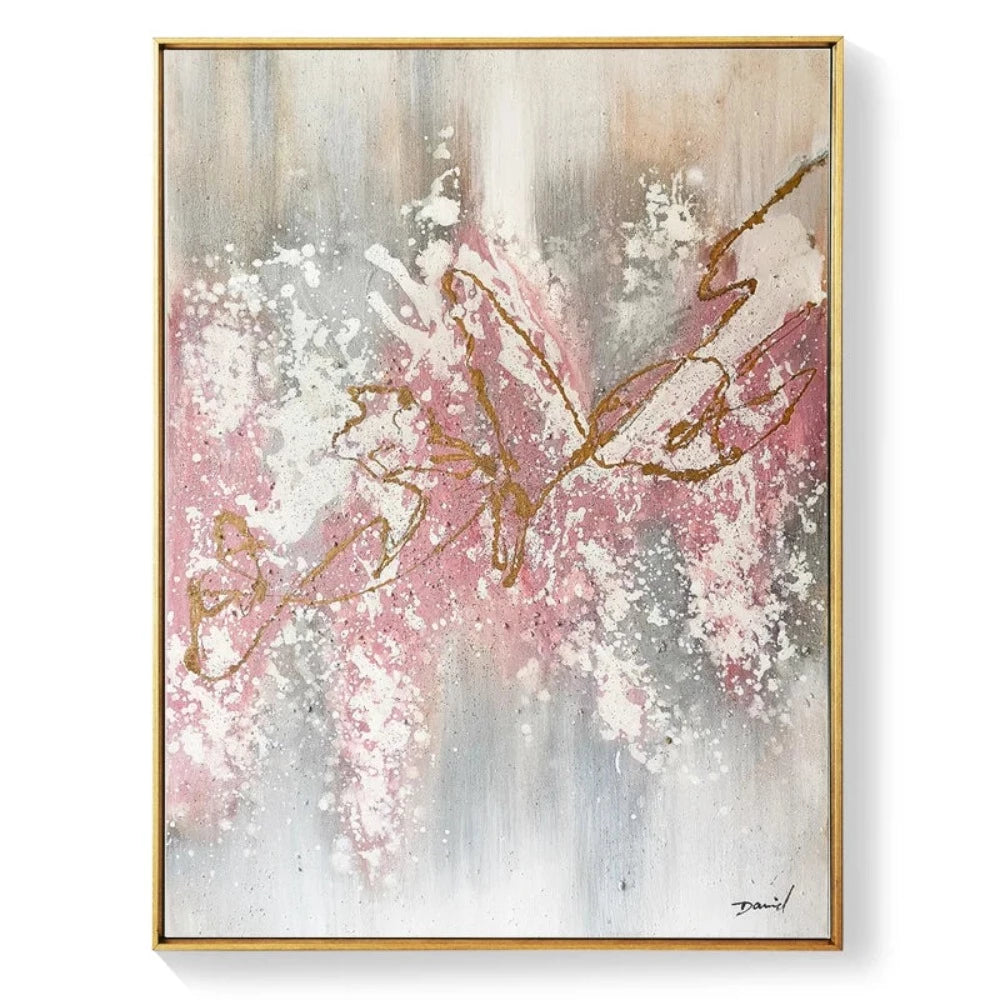 Acrylic Rose Pink Drip Style Textured Oil Painting