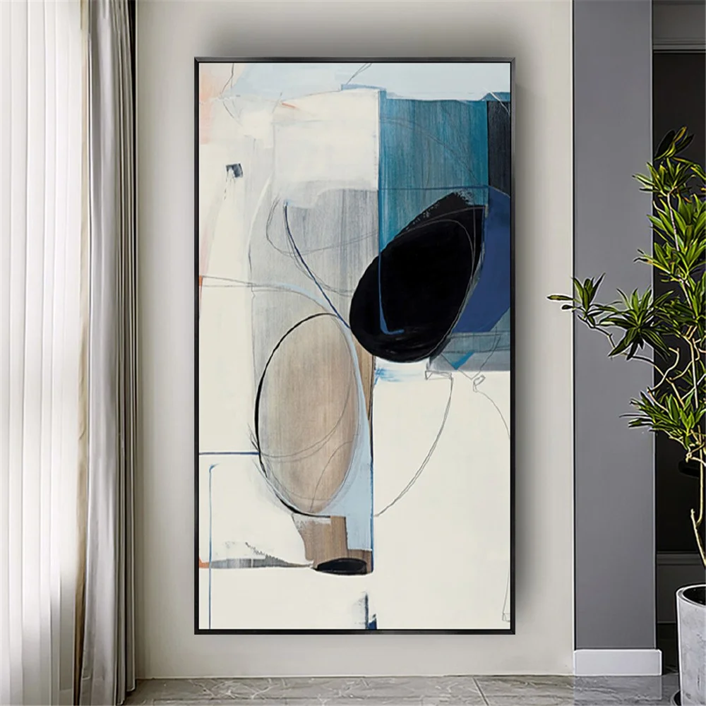 Abstract Nordic Colour Blocks Minimalist Canvas Painting