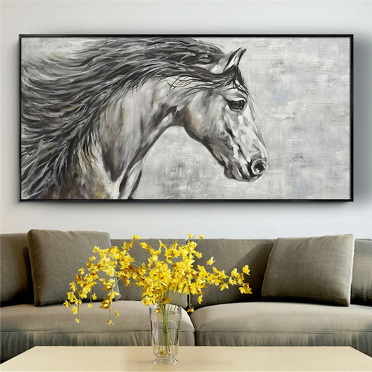 Modern Grey Horse Laminas Fine Art Animal Painting