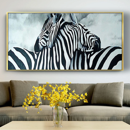 Abstract Zebra Couple Animal Love Wall Painting