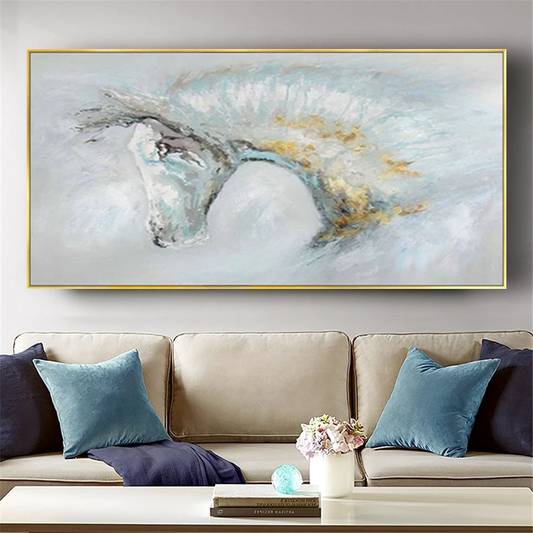 Large Abstract Ice Illusion Horse Textured Painting