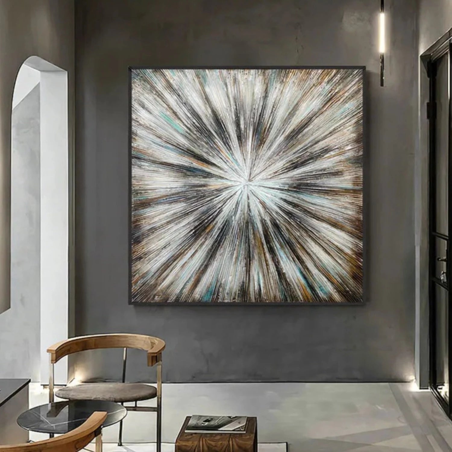 Nordic-Style Starburst Abstract Textured Painting