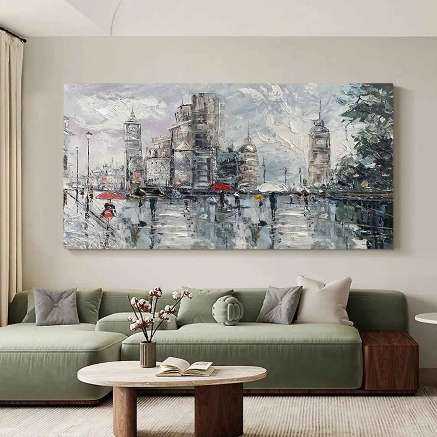 Abstract Rainy Paris Scene Palette Knife Painting