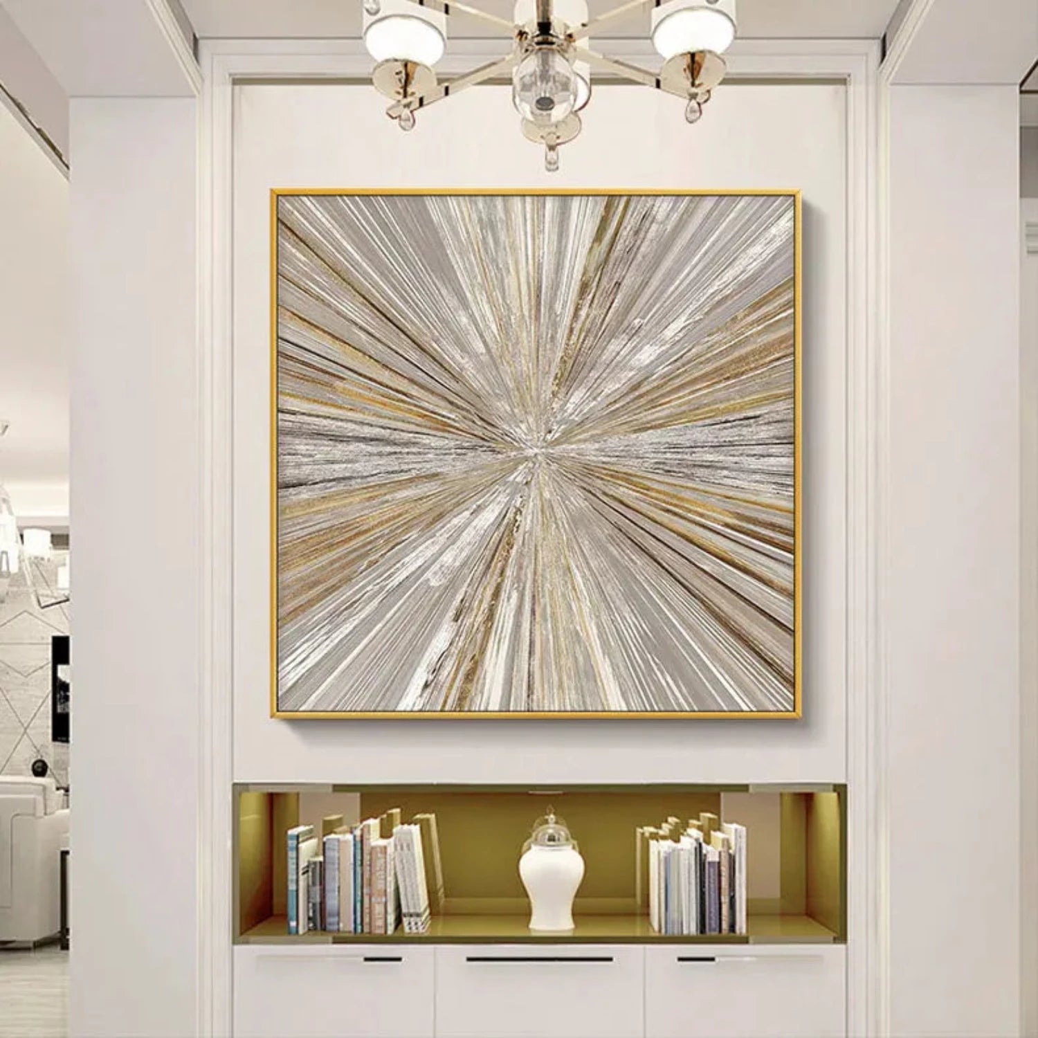 Abstract Silver Gold Shimmering Light Textured Art