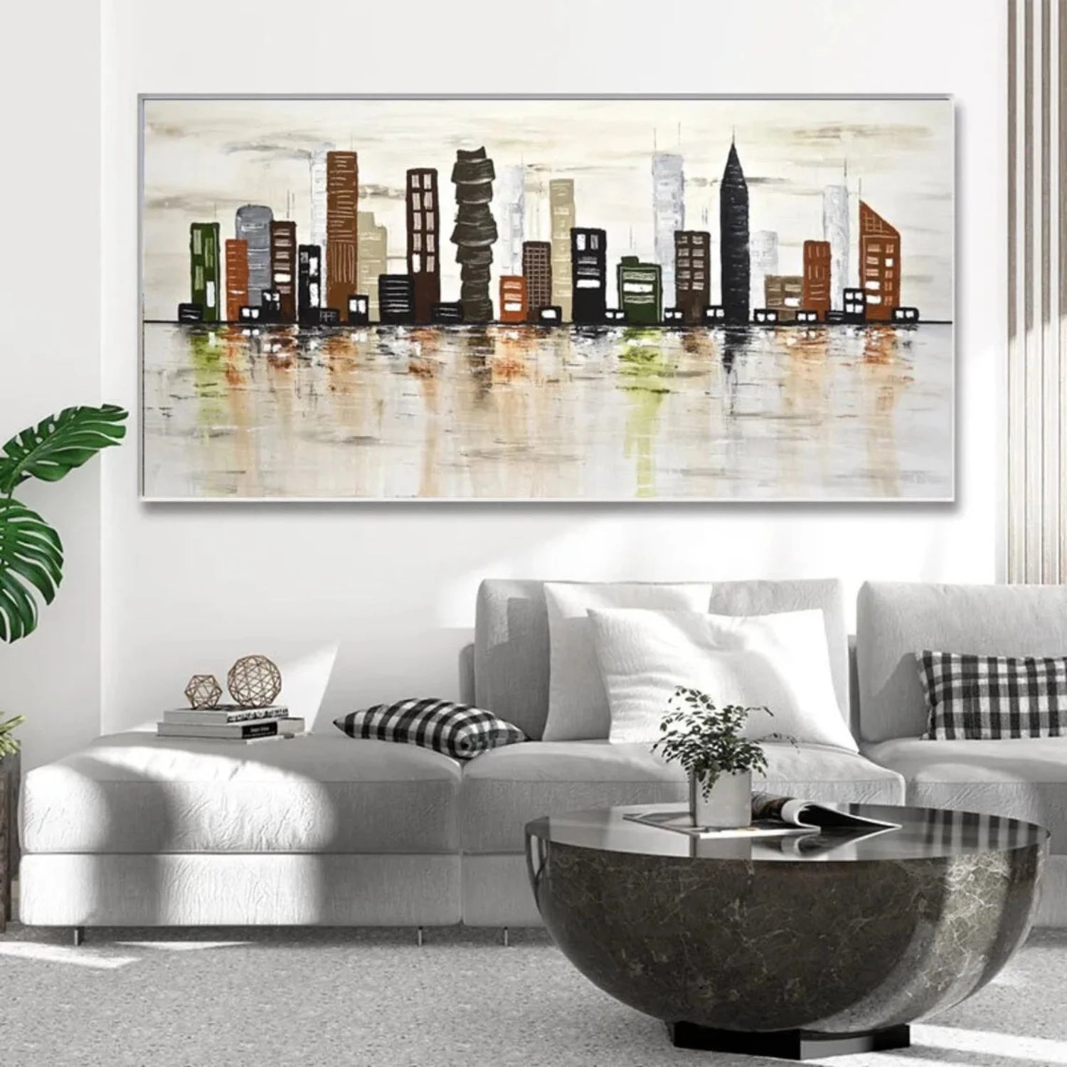 Abstract Panoramic Urban Skyline Cityscape Artwork