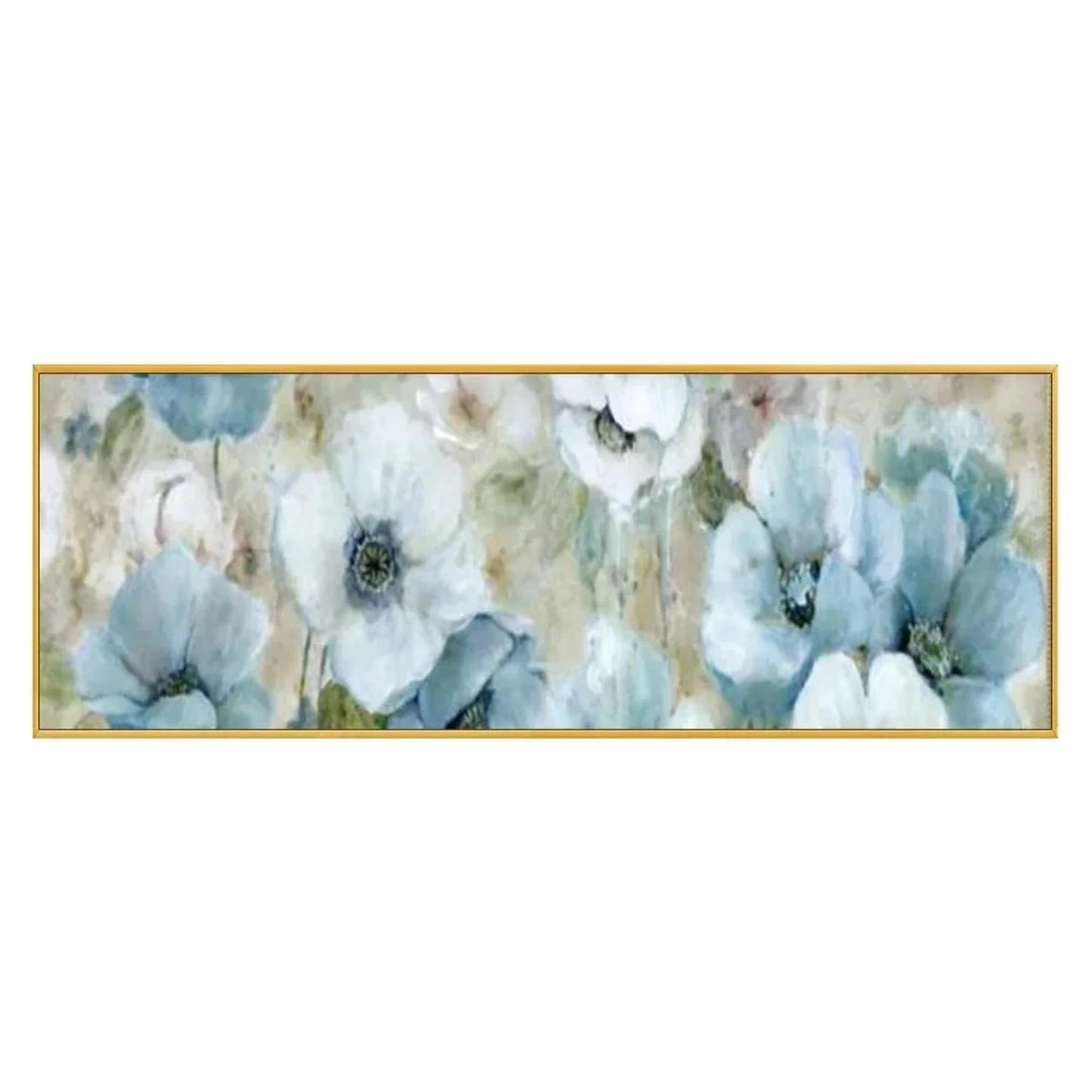 Acrylic Light Blue Poppies Abstract Floral Painting