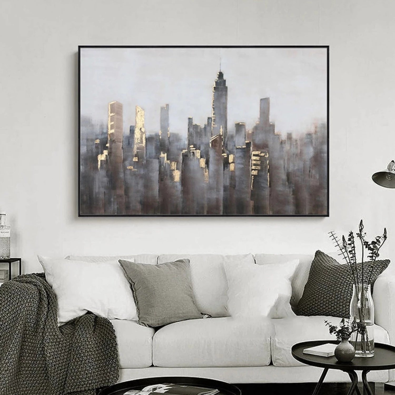 American Architectural Foggy City Abstract Artwork
