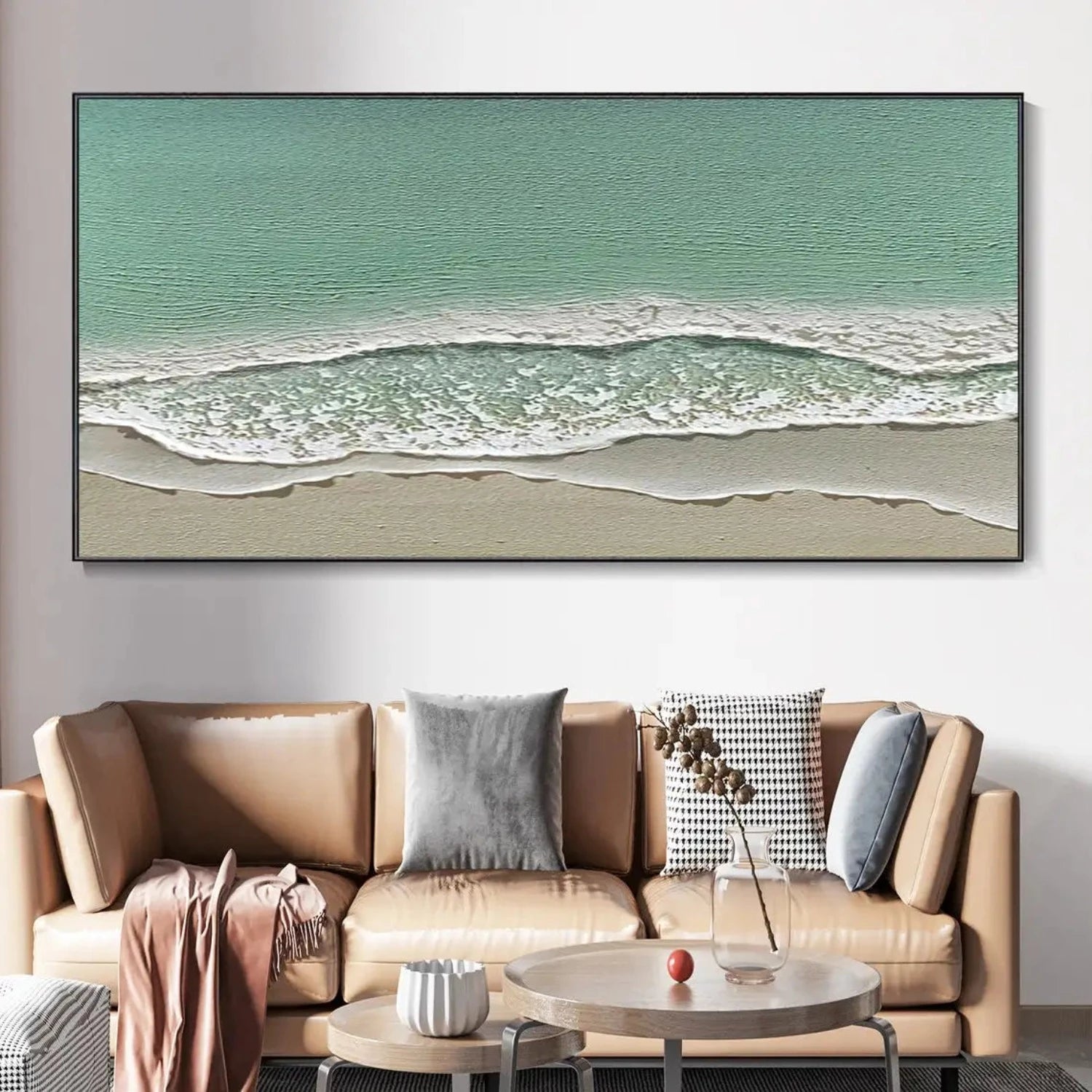 Emerald Calm Island Beach 3D Textured Oil Painting