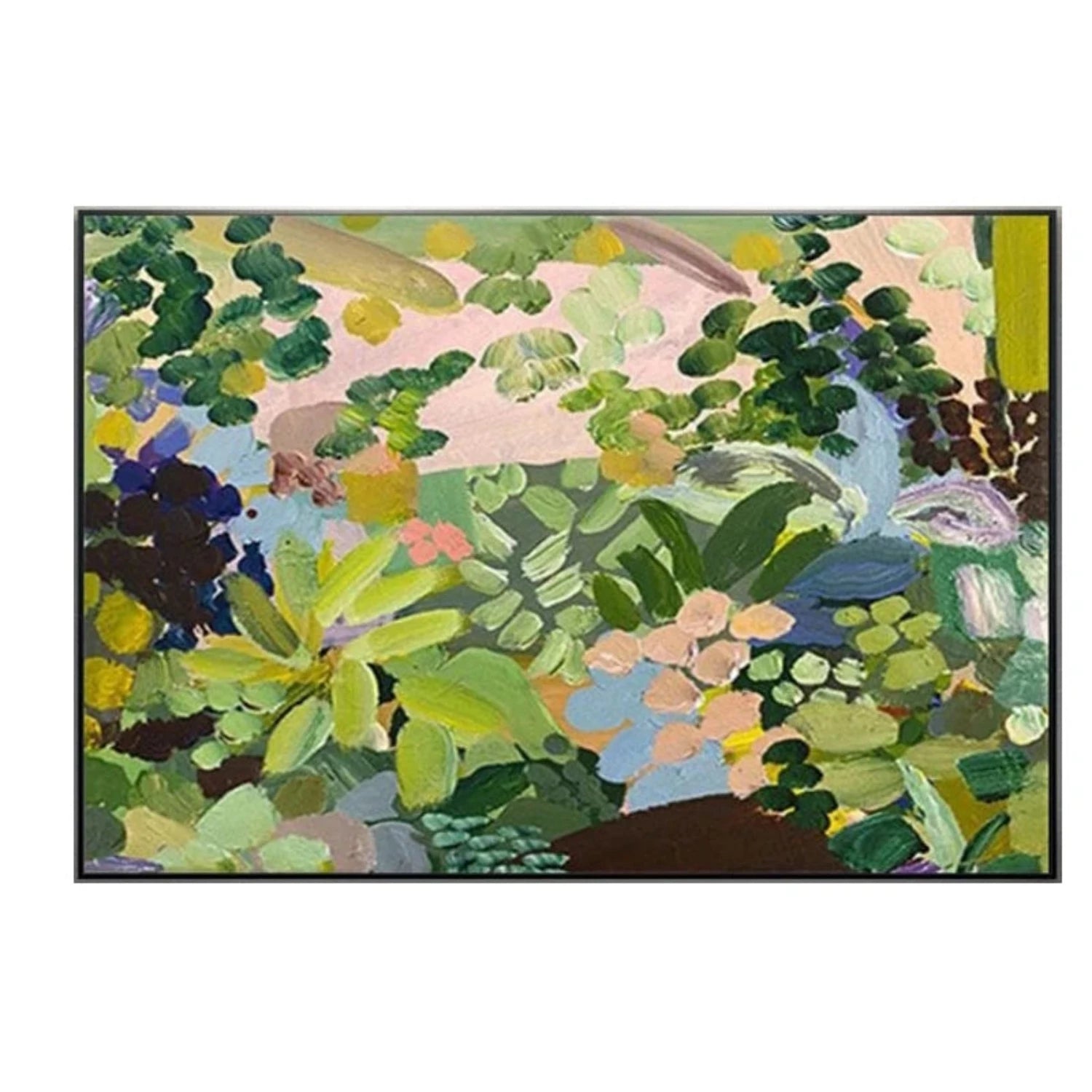 Abstract Green Textured Garden Leaves Oil Painting