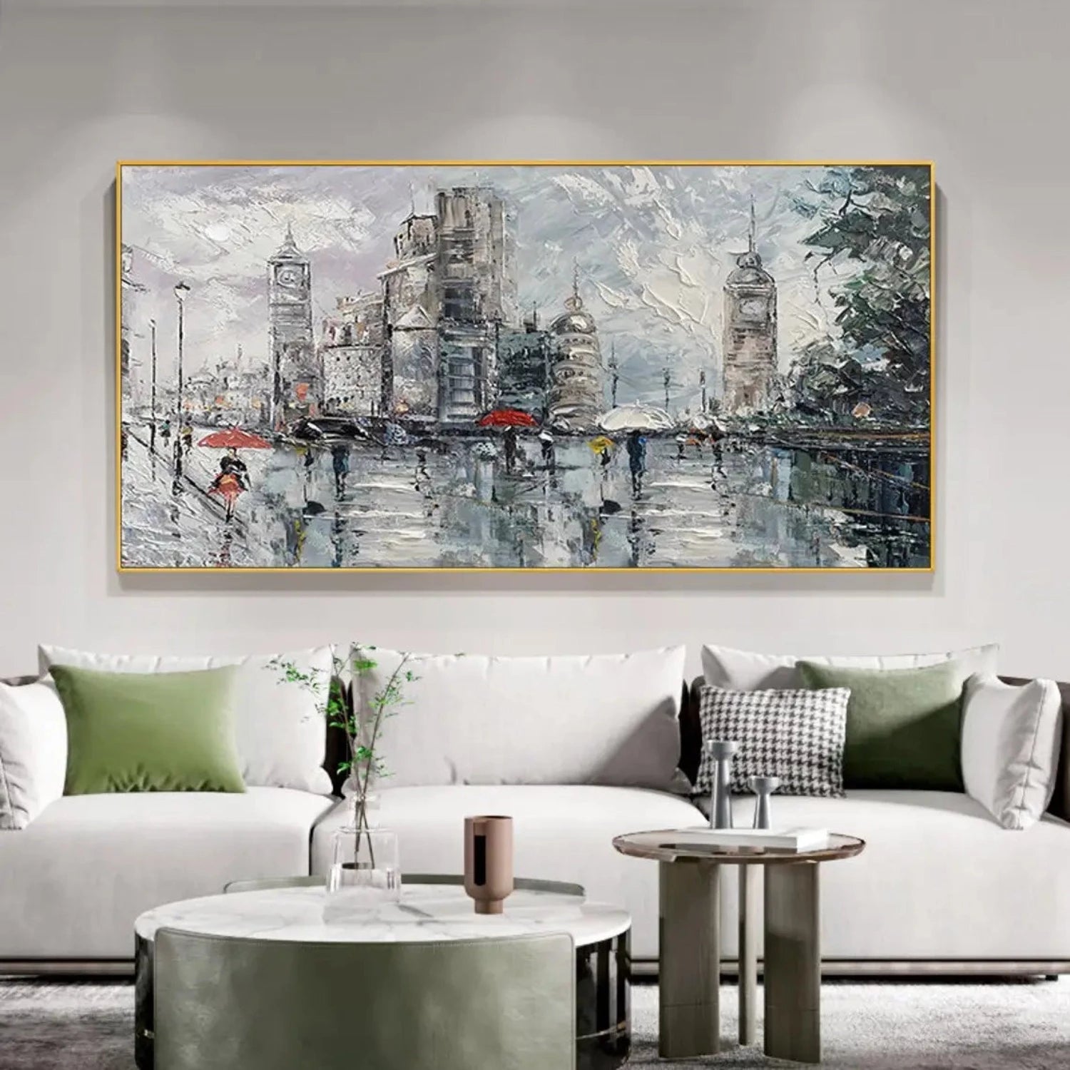 Abstract Rainy Paris Scene Palette Knife Painting
