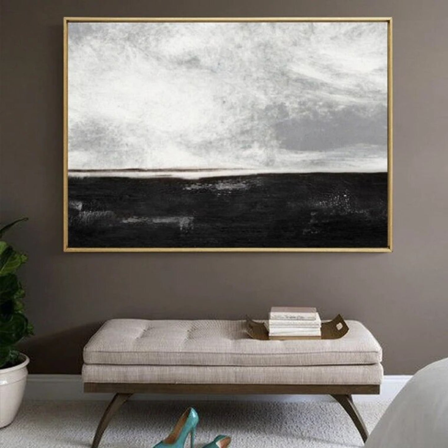 Abstract Black Skyline Sea Nordic Minimalism Art