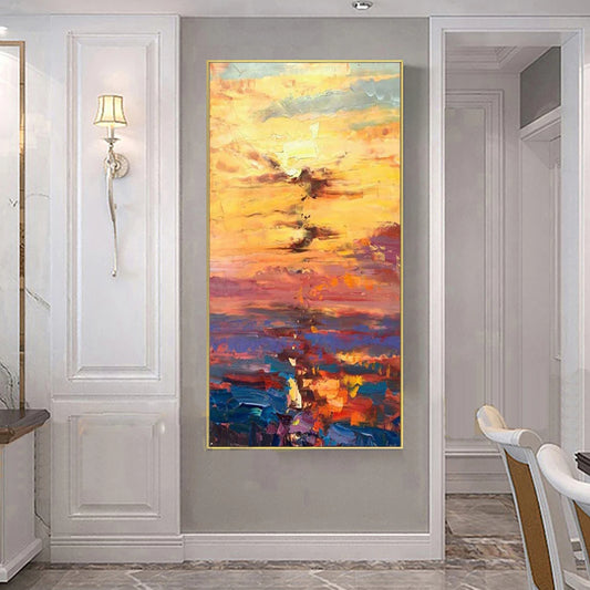 Abstract Bright Sunset Contemporary Textured Wall Art