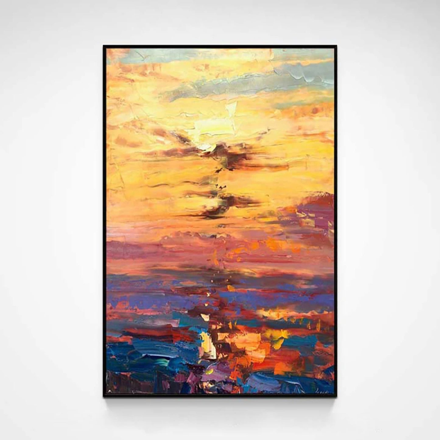 Abstract Bright Sunset Contemporary Textured Wall Art
