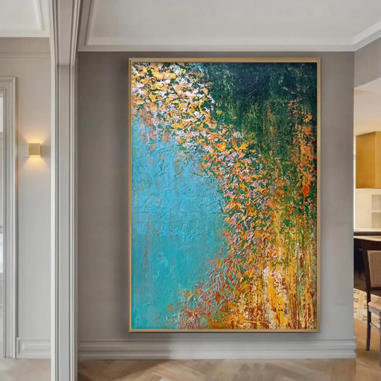 Abstract Gold Foil Beach Contemporary Oil Painting