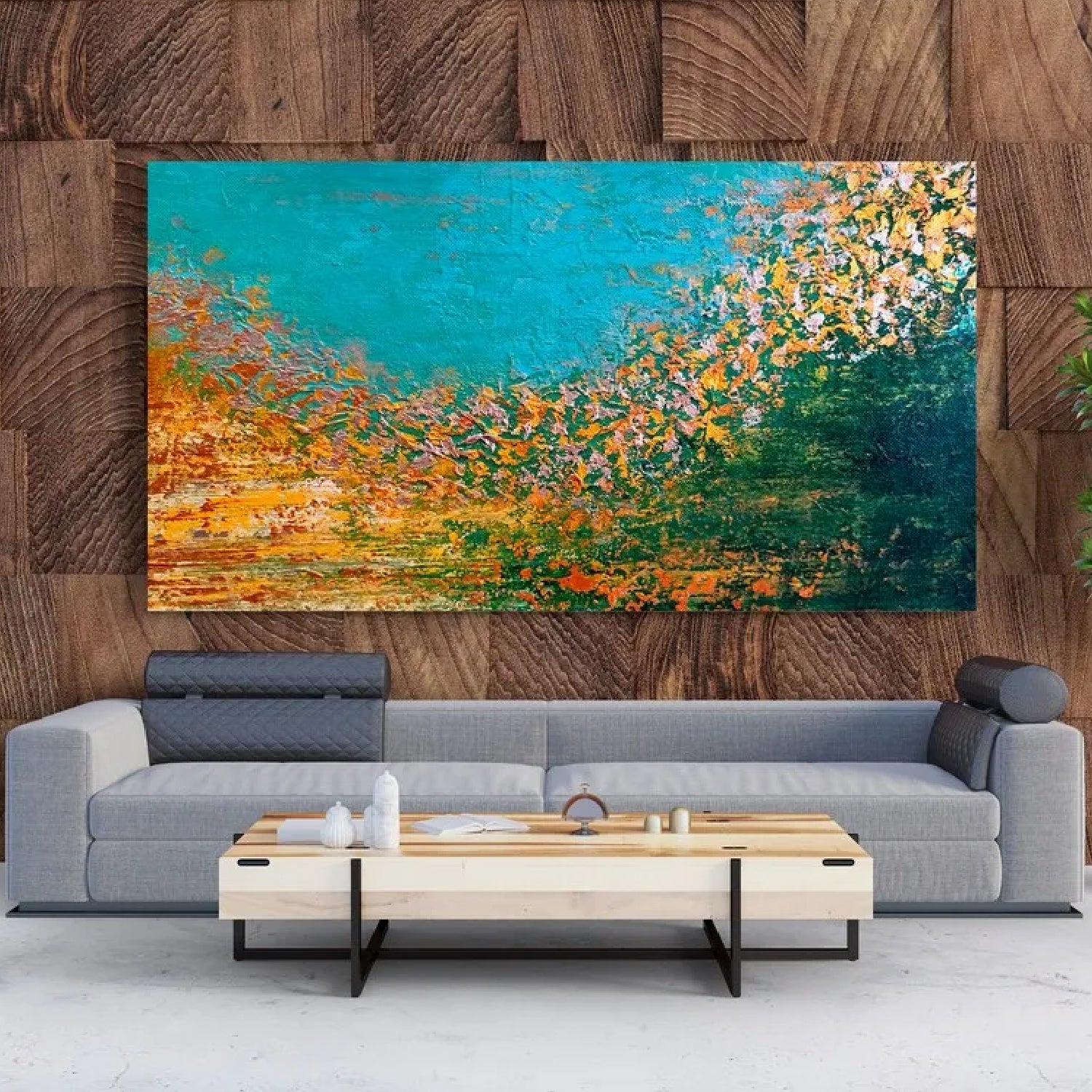 Abstract Gold Foil Beach Contemporary Oil Painting