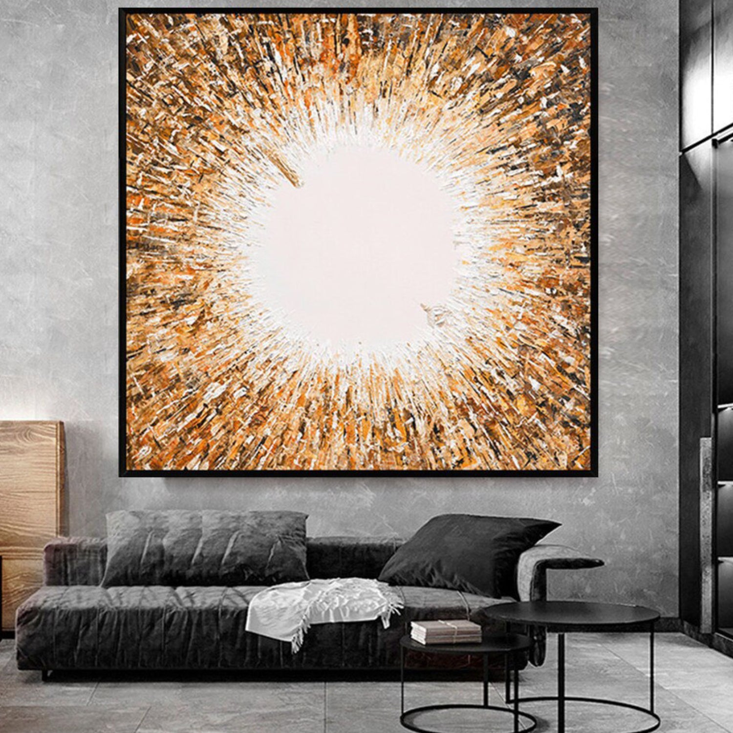 Abstract Golden Circle Pattern Wall Painting