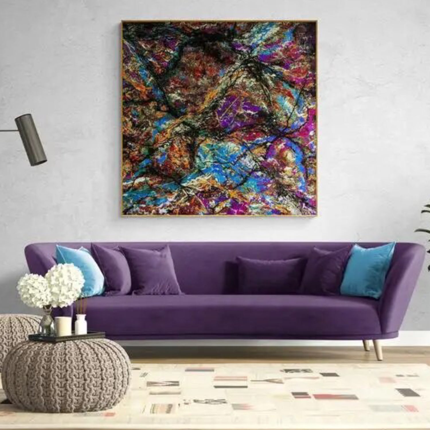 Abstract Rainbow Explosion Jackson Pollok Painting