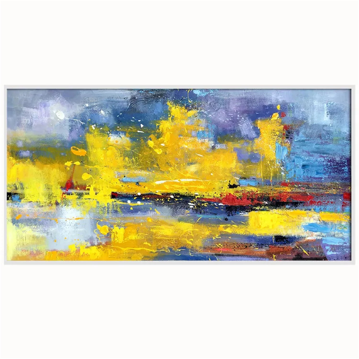 Abstract Tropical Lake Landscape Textured Painting