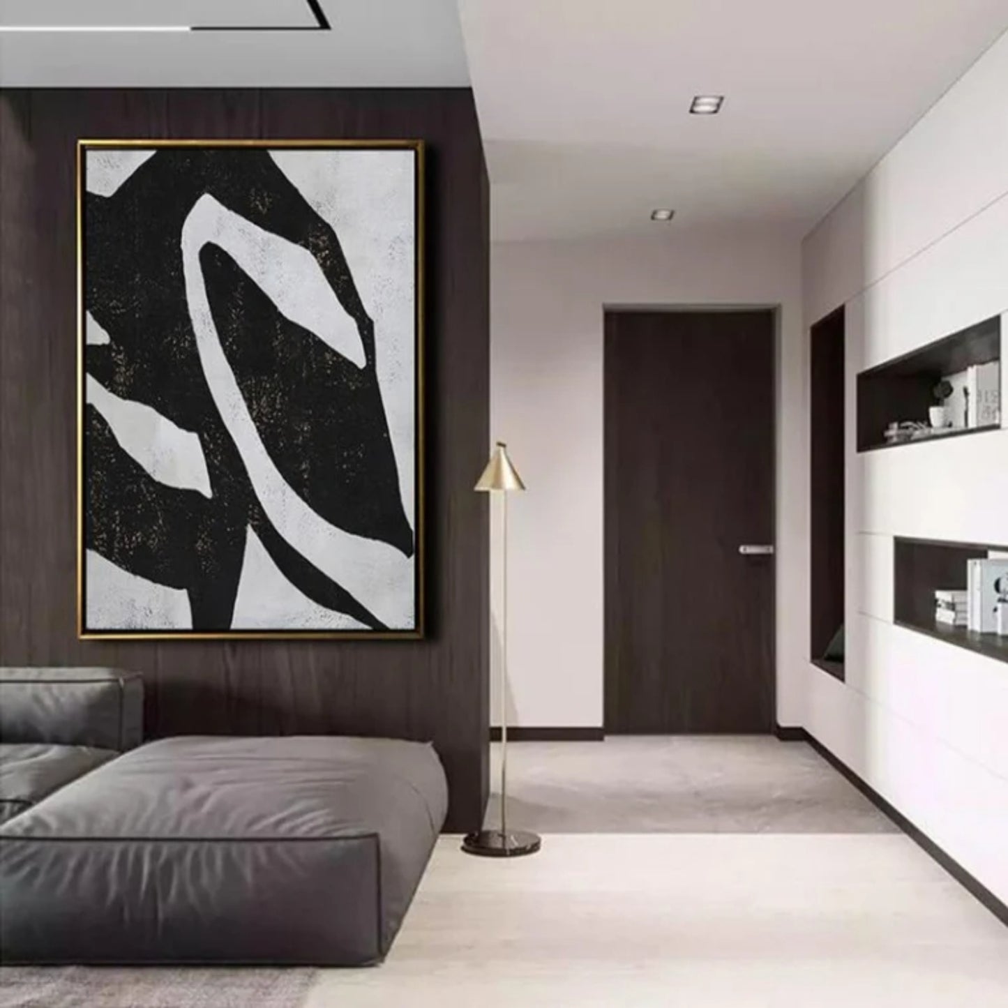 Abstract Vertical Black and White Minimal Wall Art