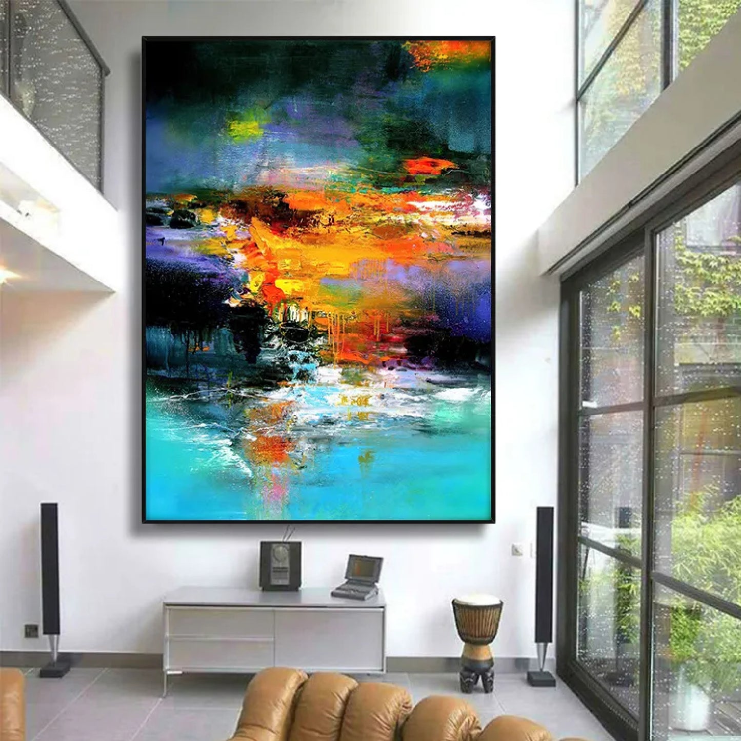 Attractive Forest Lake Abstract Canvas Painting
