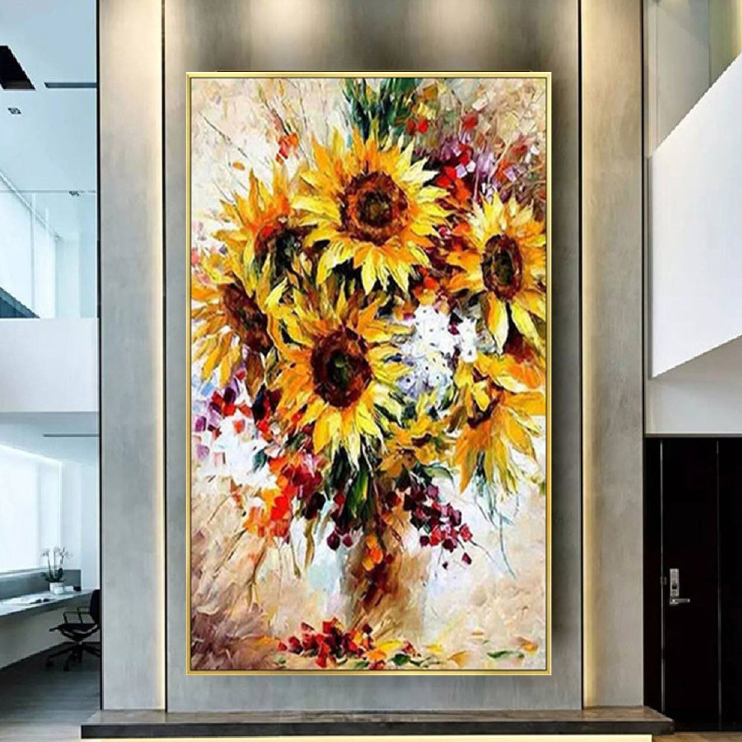 Beautiful Sunflower Bouquet Arcylic Wall Painting