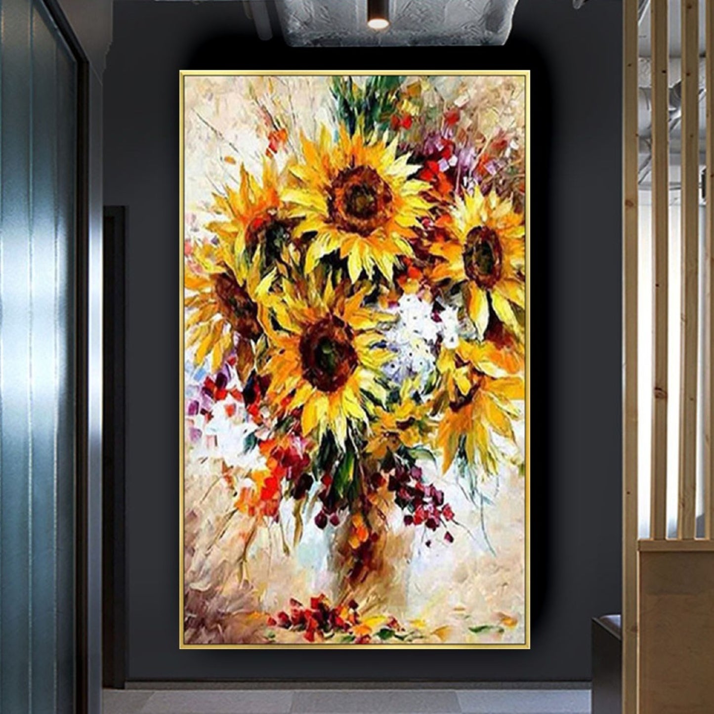 Beautiful Sunflower Bouquet Arcylic Wall Painting
