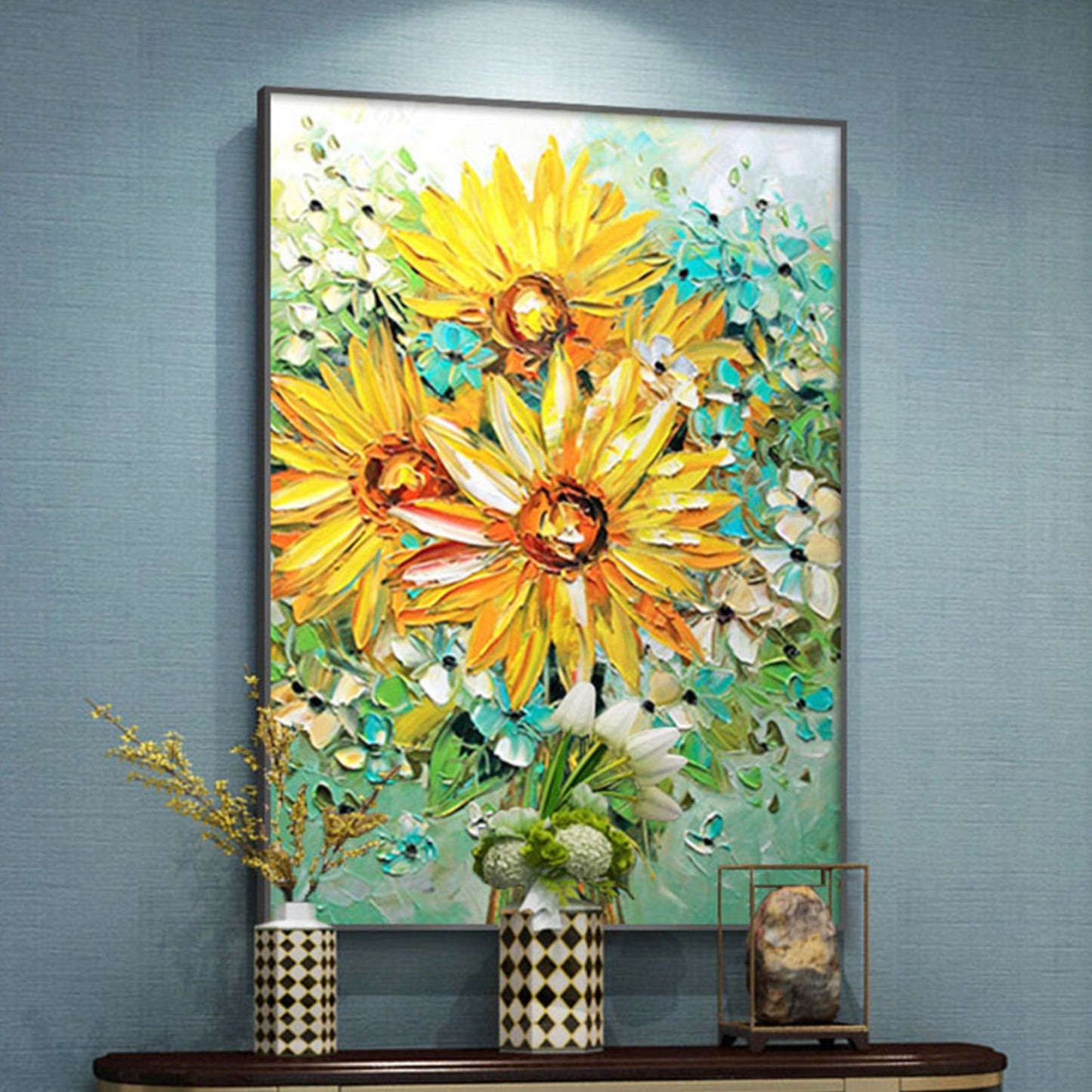 Beautiful Yellow Daisy Flowers 3D Texture Painting