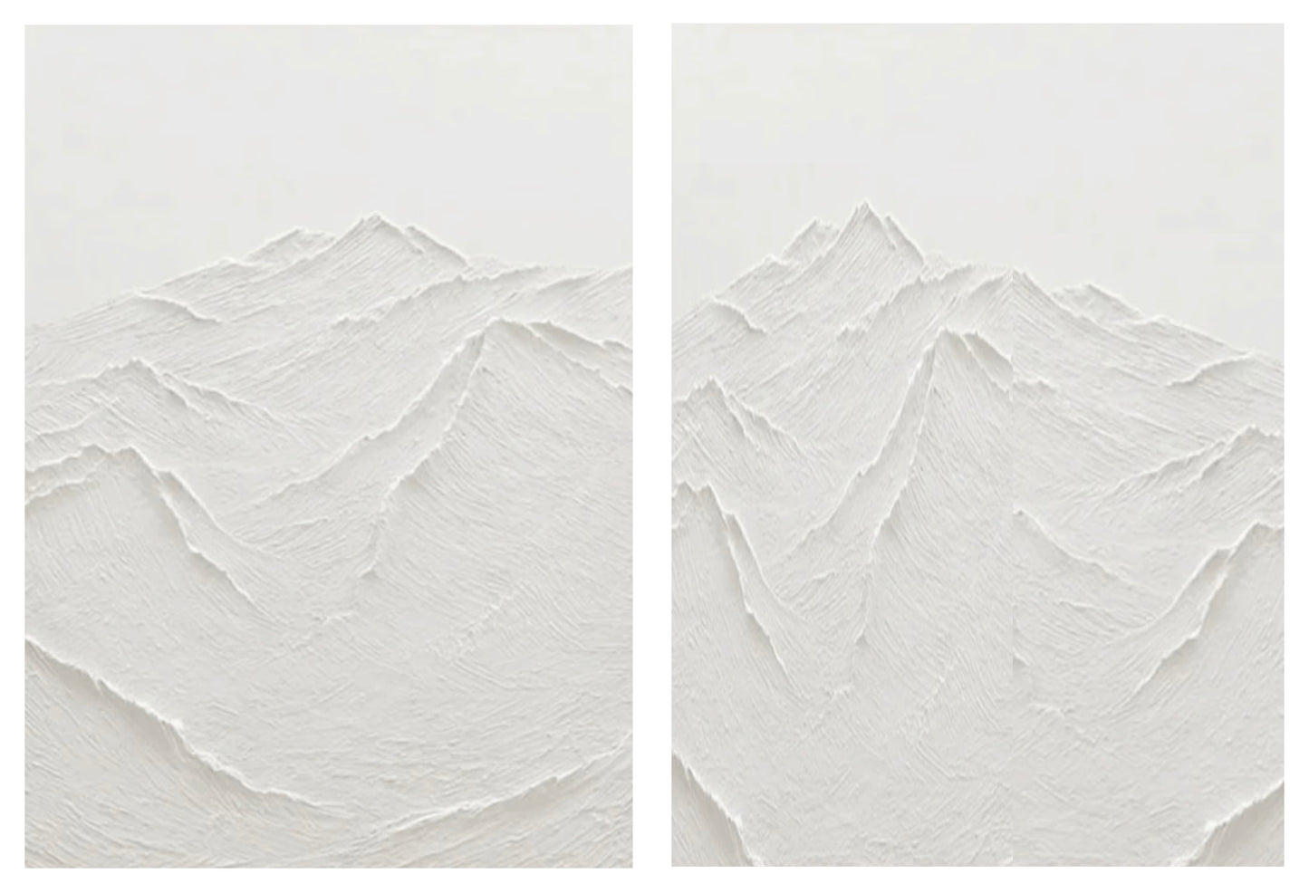 Peinture à l'huile abstraite de salon de chaînes de montagnes texturées blanches 3D