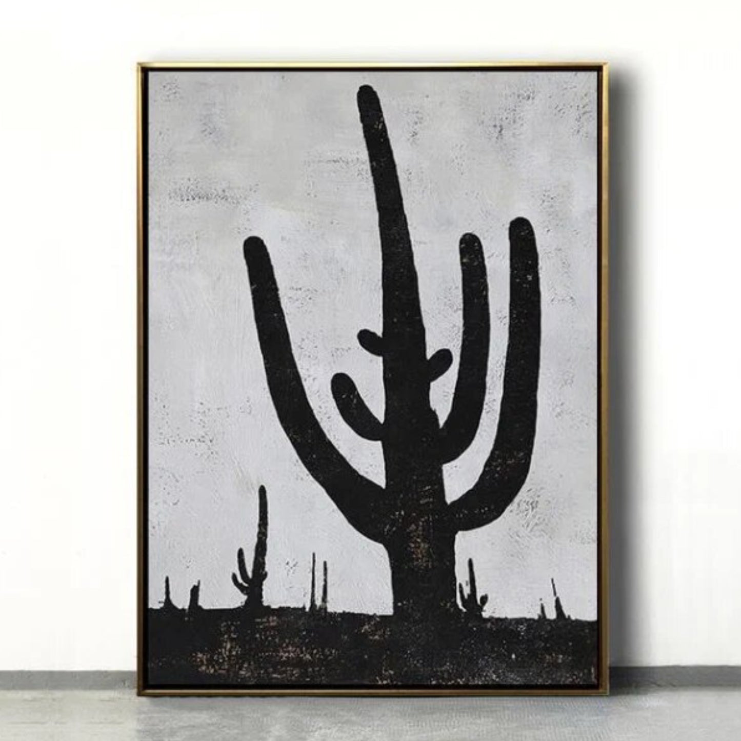 Black and White Abstract Cactus Contemporary Artwork