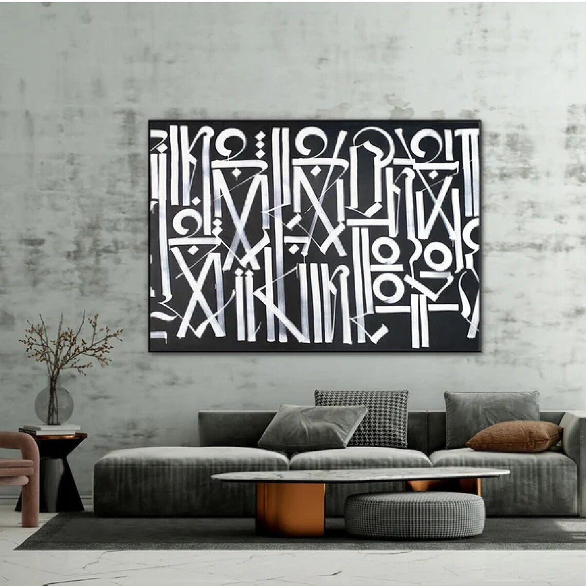 Black and White Retna-Inspired Calligraffiti Painting
