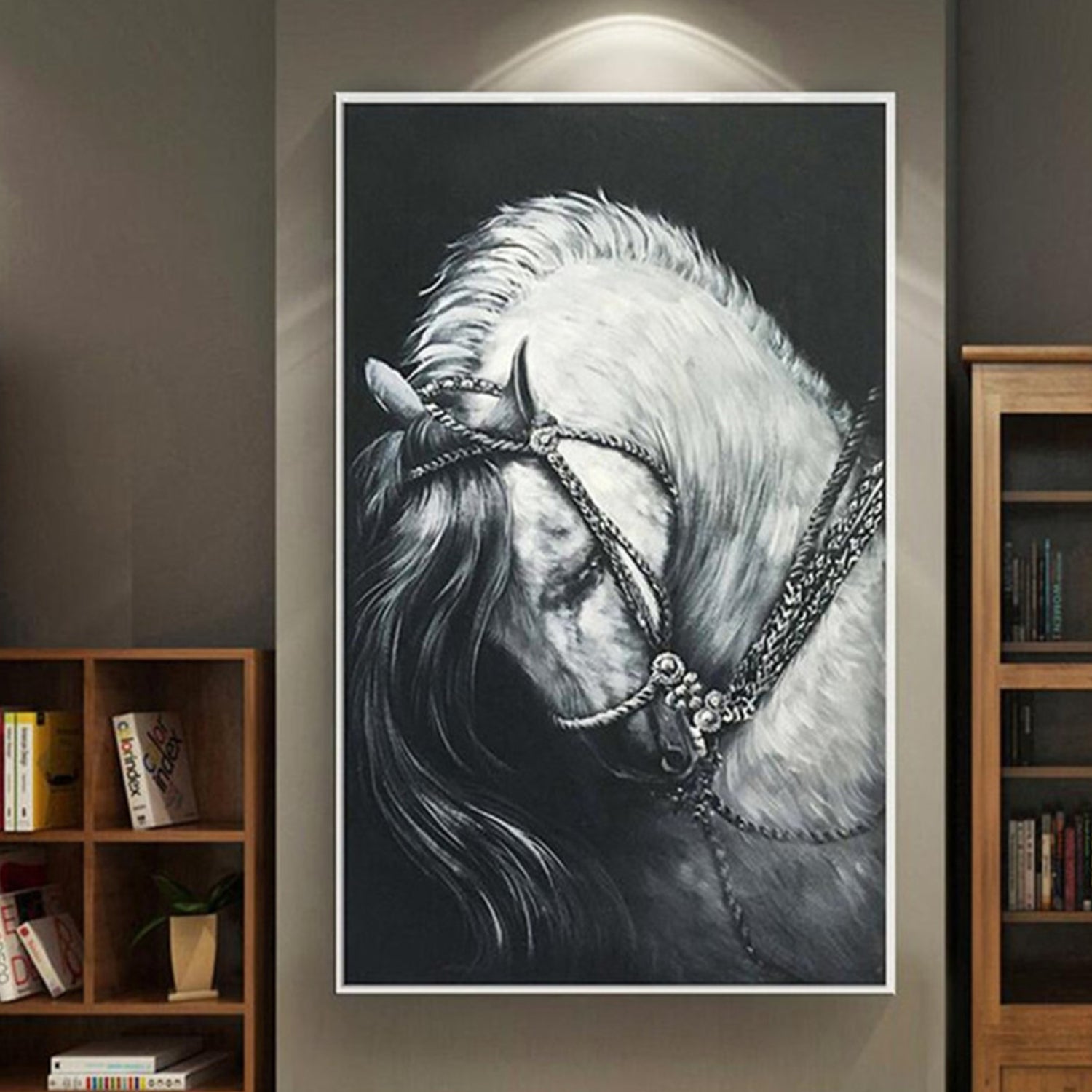 Black and White Textured Horse Wall Art
