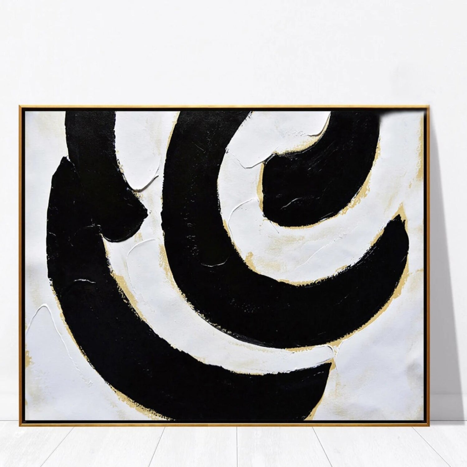 Black and White Thick Swirl Minimalist Wall Art