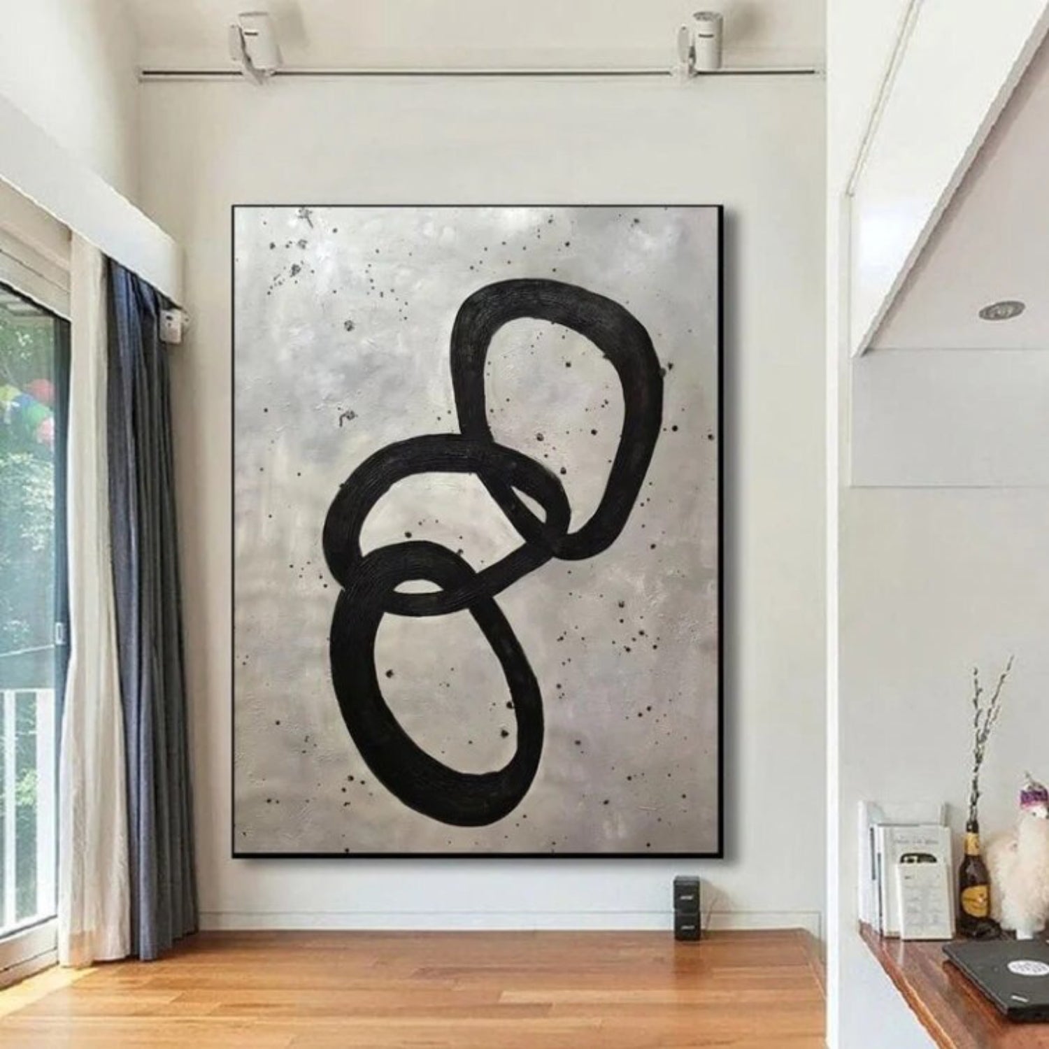 Black Rings Modern Abstract Original Large Wall Art