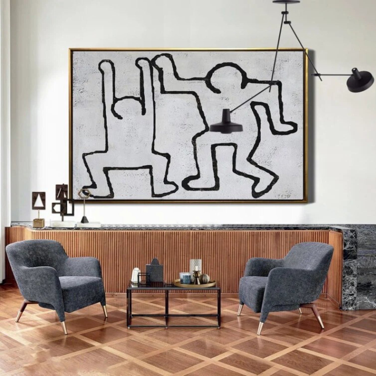 Black & White Abstract Dancing Man Contemporary Art