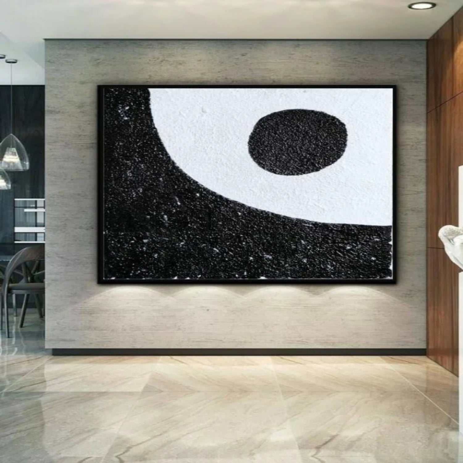 Black White Texture Dot Minimalist Geometric Art