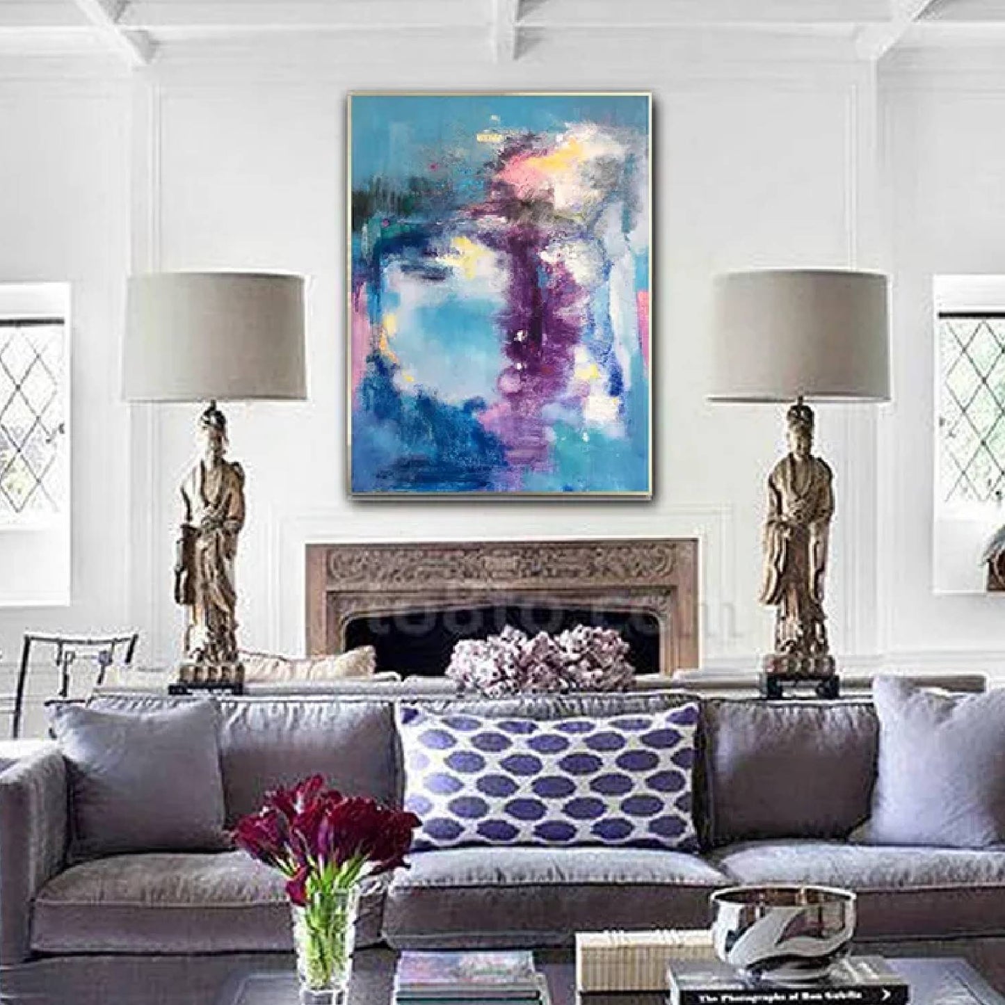 Blue Purple Nebula Abstract Expressionism Painting
