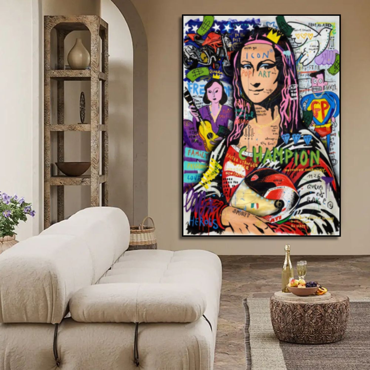 Champion Mona Lisa Graffiti Pop Art Inspirational Painting