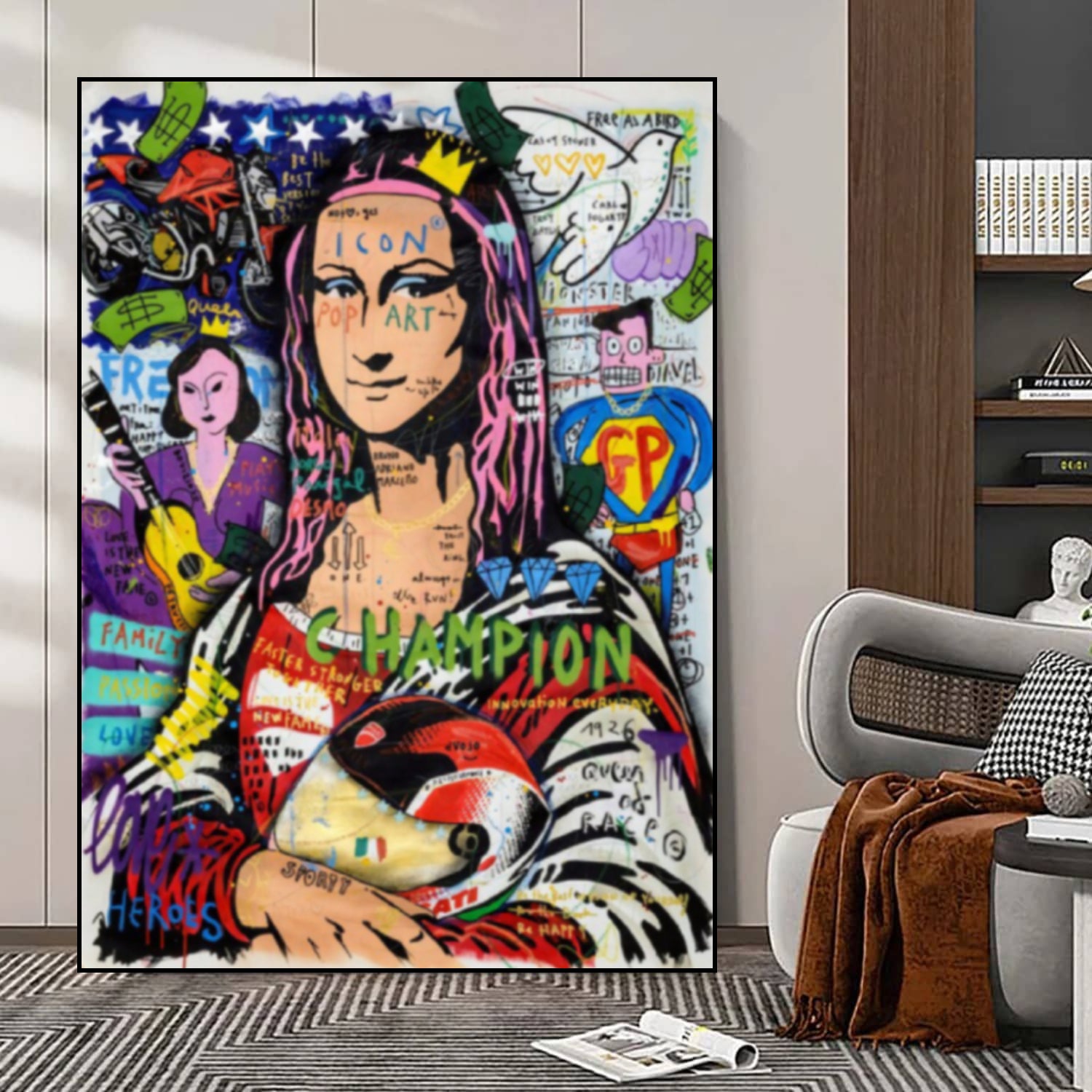 Champion Mona Lisa Graffiti Pop Art Inspirational Painting