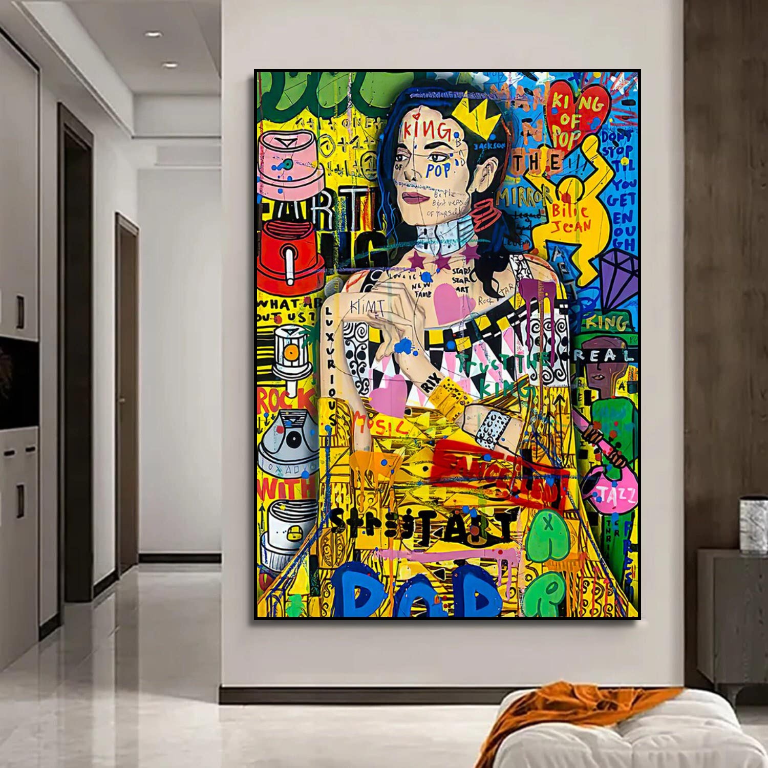 Colourful Banksy Style Michael Jackson Pop Art Painting