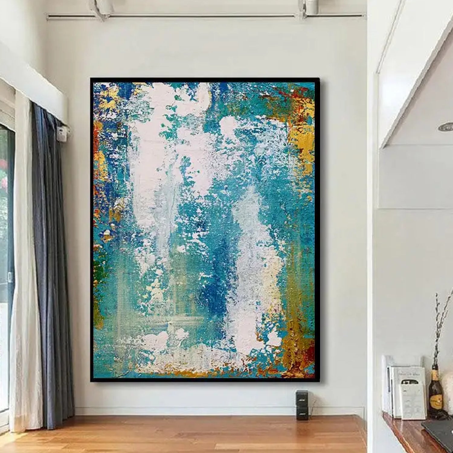 Contemporary Abstract Blue White Textured Painting