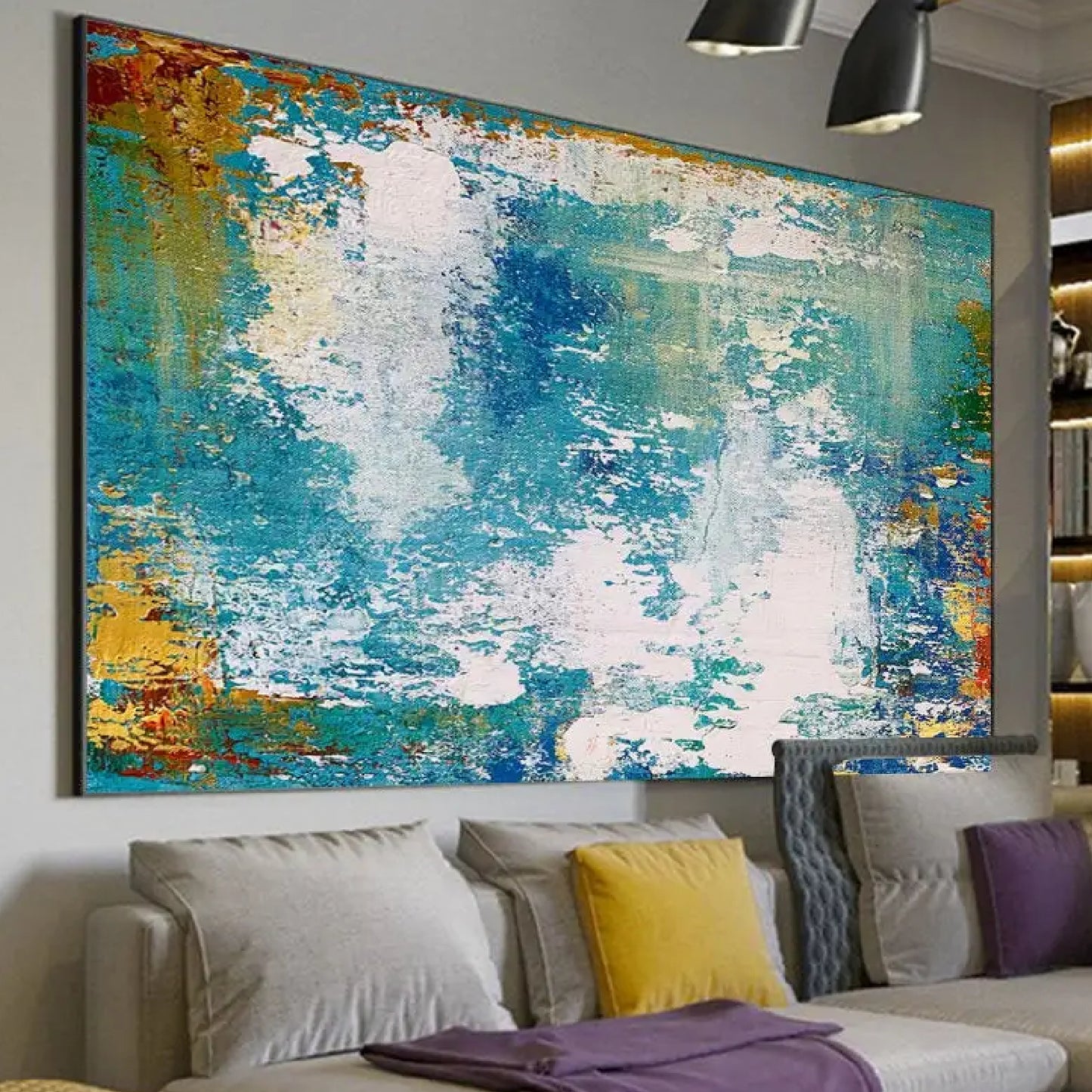 Contemporary Abstract Blue White Textured Painting