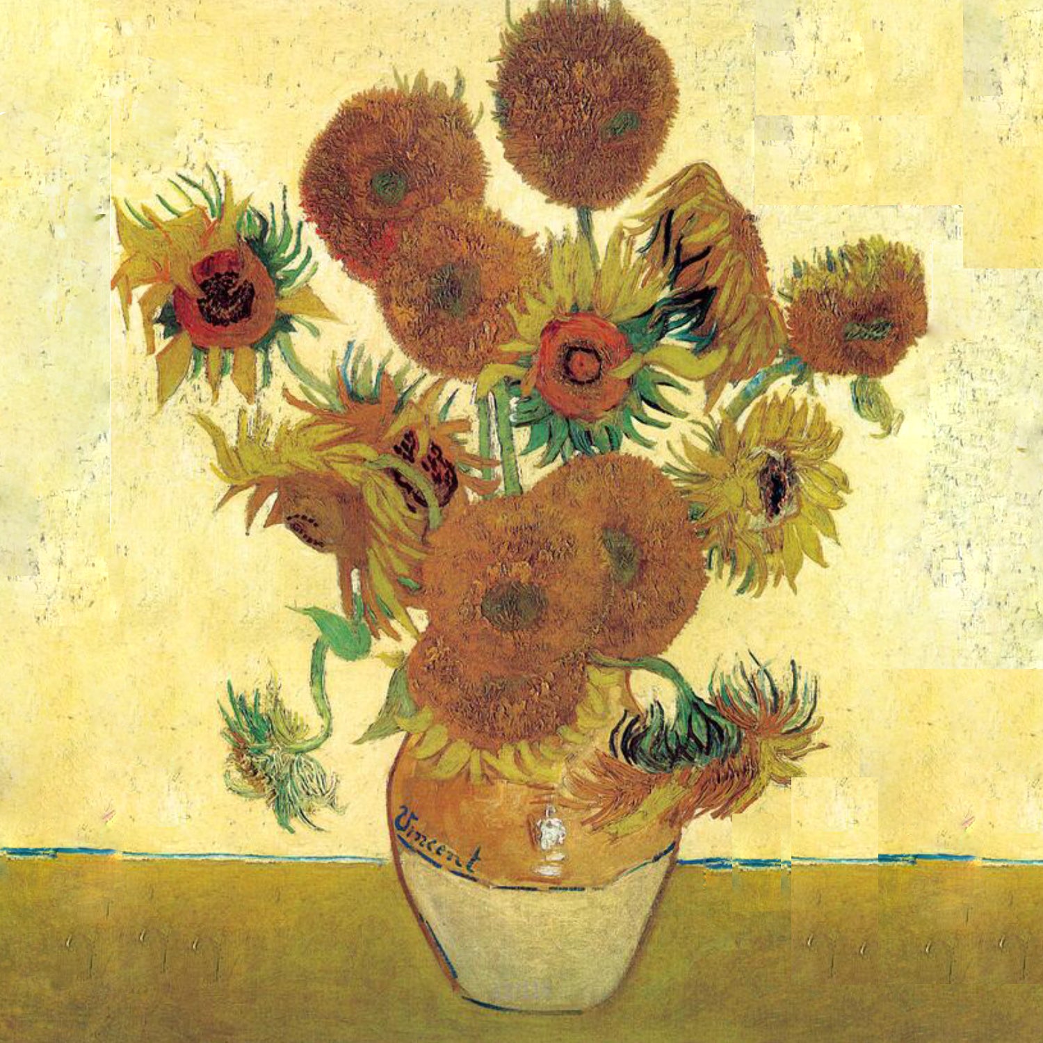 Famous Van Gogh Golden Sunflower Textured Painting