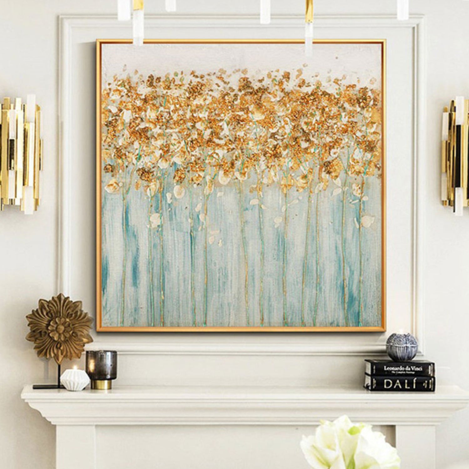 Golden Floral Acrylic Textured Wall Art