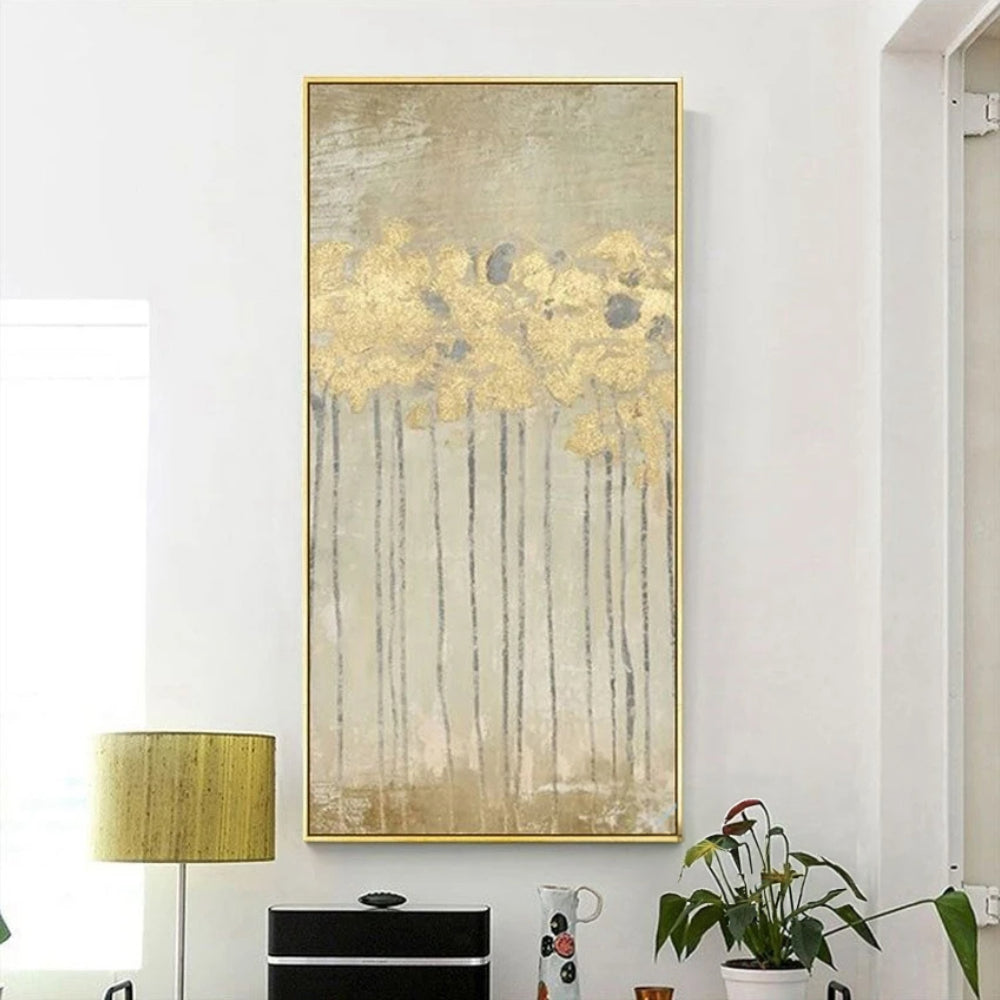 Golden Yellow Fortune Trees Murals Abstract Living Room Painting