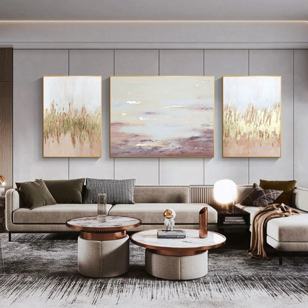 Grassland & Skyline Set of 3 Modern Abstract Living Room Painting